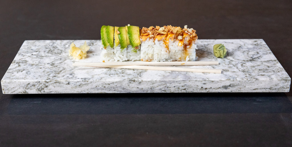 Third Coast Stone quartz sushi tray, detail