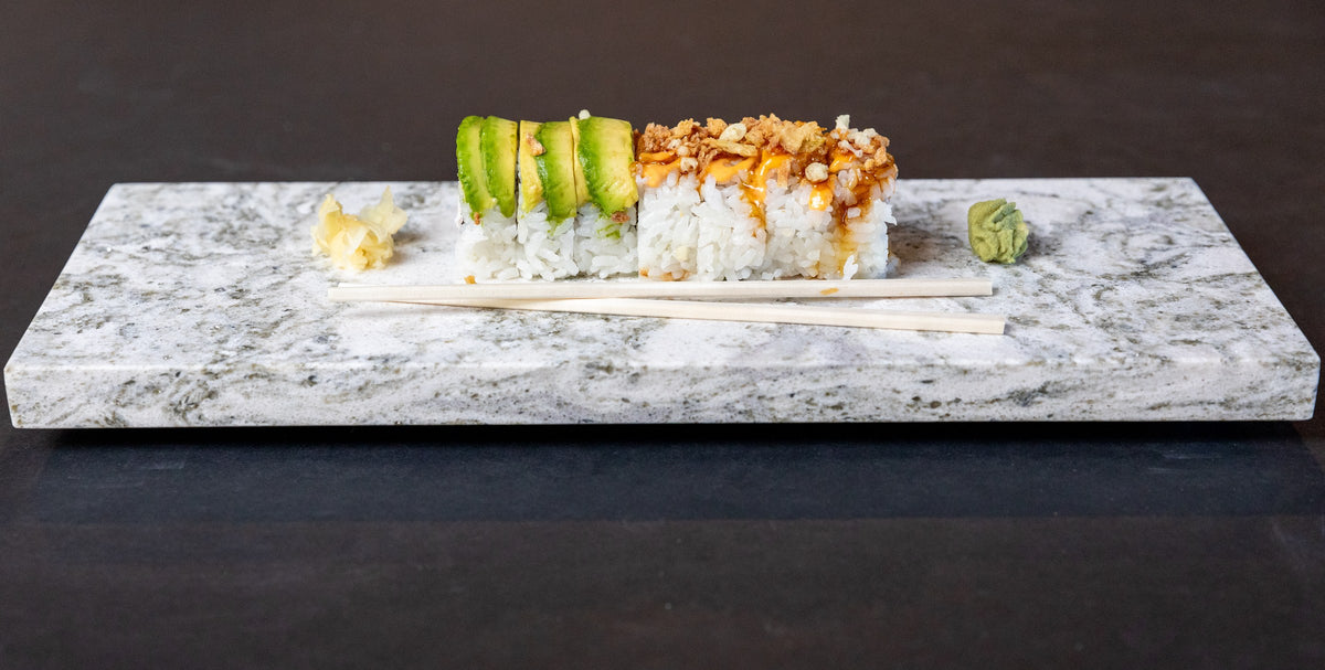 Third Coast Stone quartz sushi tray, detail