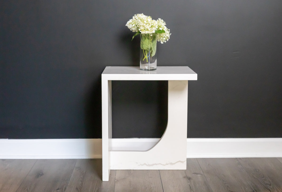 Third Coast Stone quartz curved framed side table
