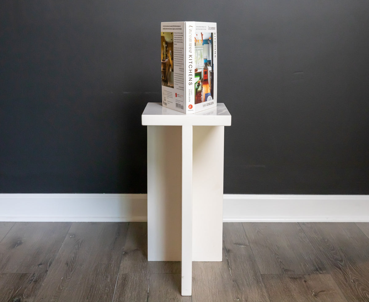 Third Coast Stone quartz cross pedestal side table