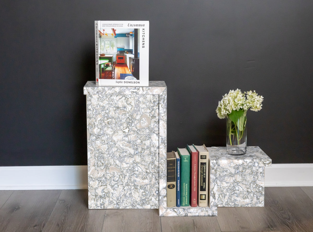Quartz book-end side table in Berwyn | Third Coast Stone