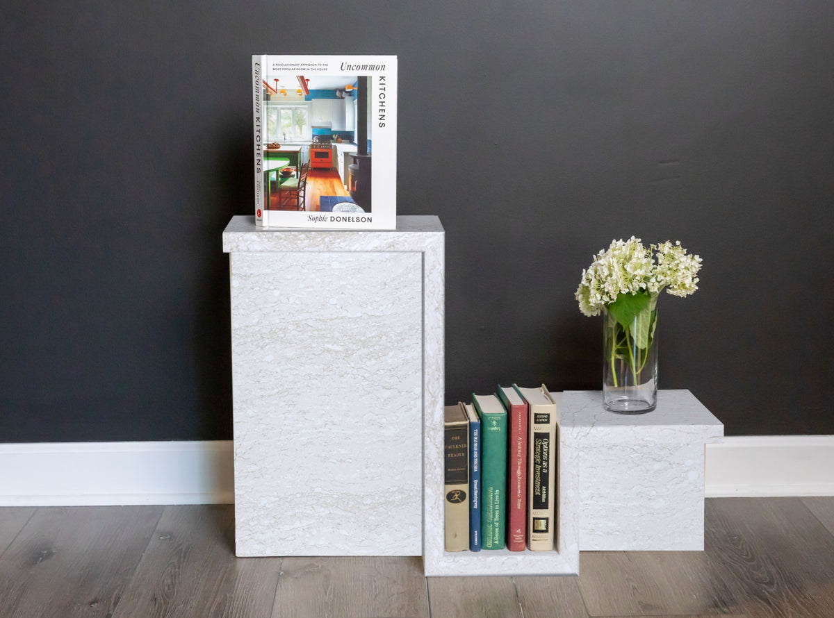 Quartz book-end side table in Ironsbridge | Third Coast Stone