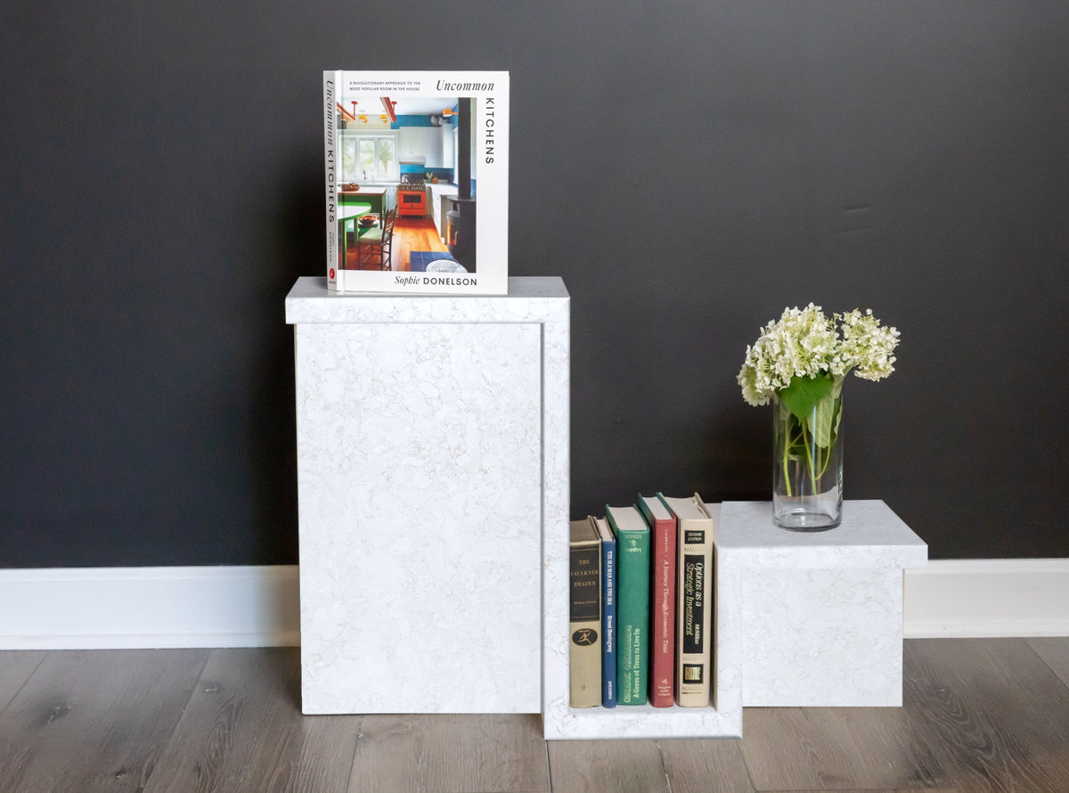 Quartz book-end side table in Seacourt | Third Coast Stone