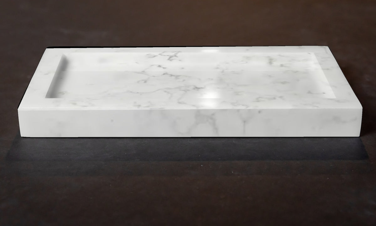 Quartz bathroom tray organizer in Helix | Third Coast Stone