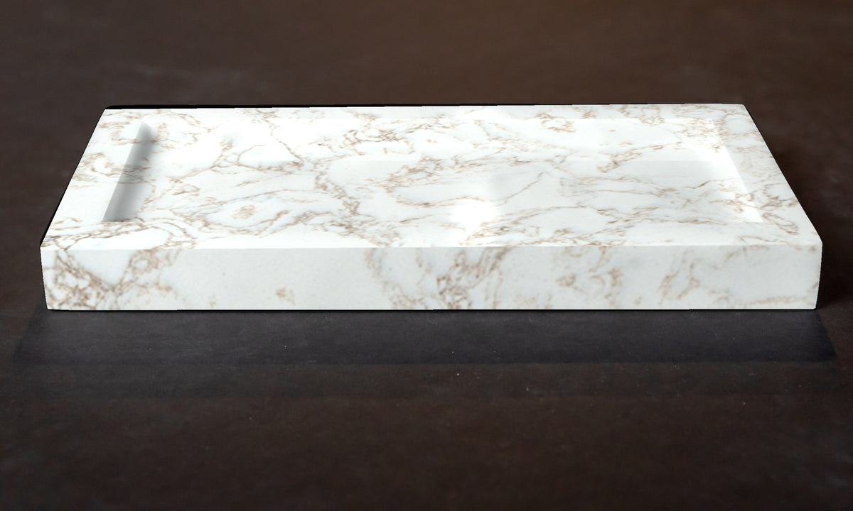 Quartz bathroom tray organizer in Hermitage | Third Coast Stone