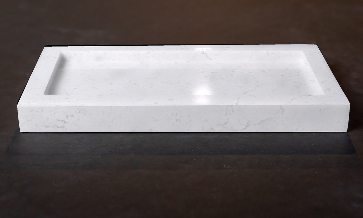 Quartz bathroom tray organizer in Ravinia | Third Coast Stone