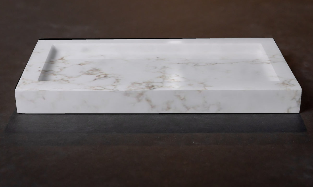 Quartz bathroom tray organizer in Stratus | Third Coast Stone