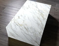 Quartz plinth coffee table in Calacatta Gold | Third Coast Stone