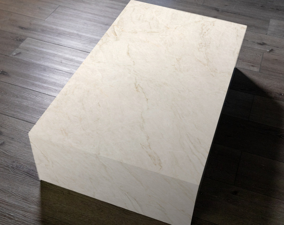 Neolith plinth coffee table in Taj Mahal | Third Coast Stone