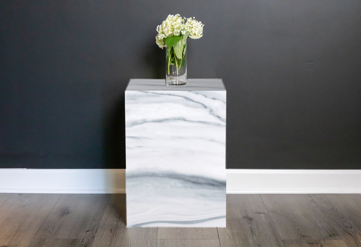 Stone plinth side table in Bianco Lasa | Third Coast Stone