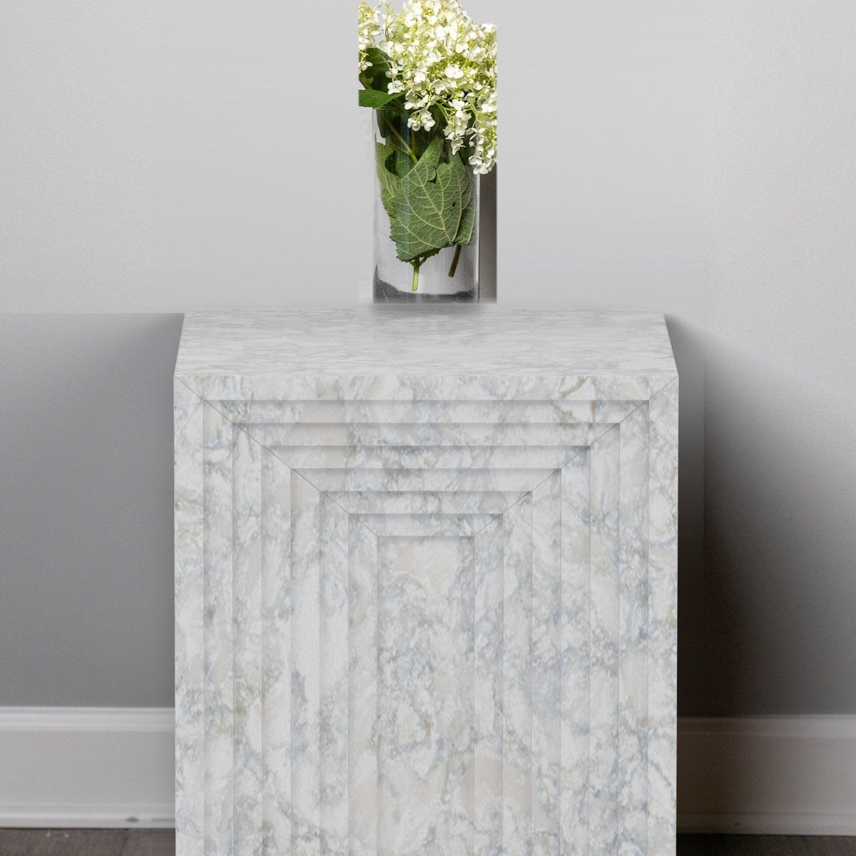 Quartz layered side table in Berwyn | Third Coast Stone
