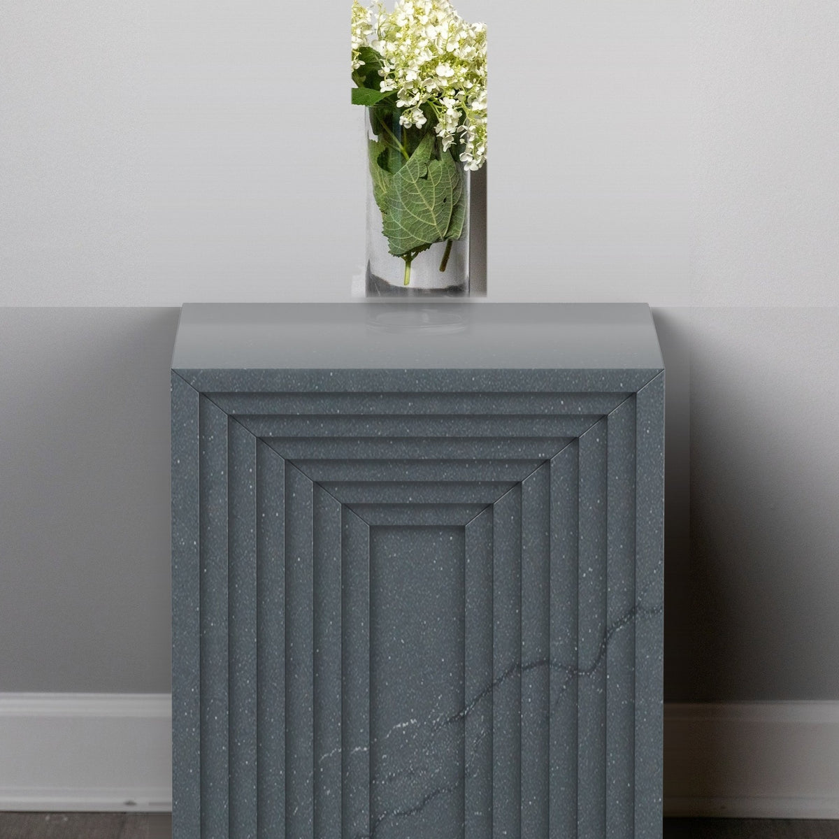 Quartz layered side table in Inverness Stonestreet Satin | Third Coast Stone