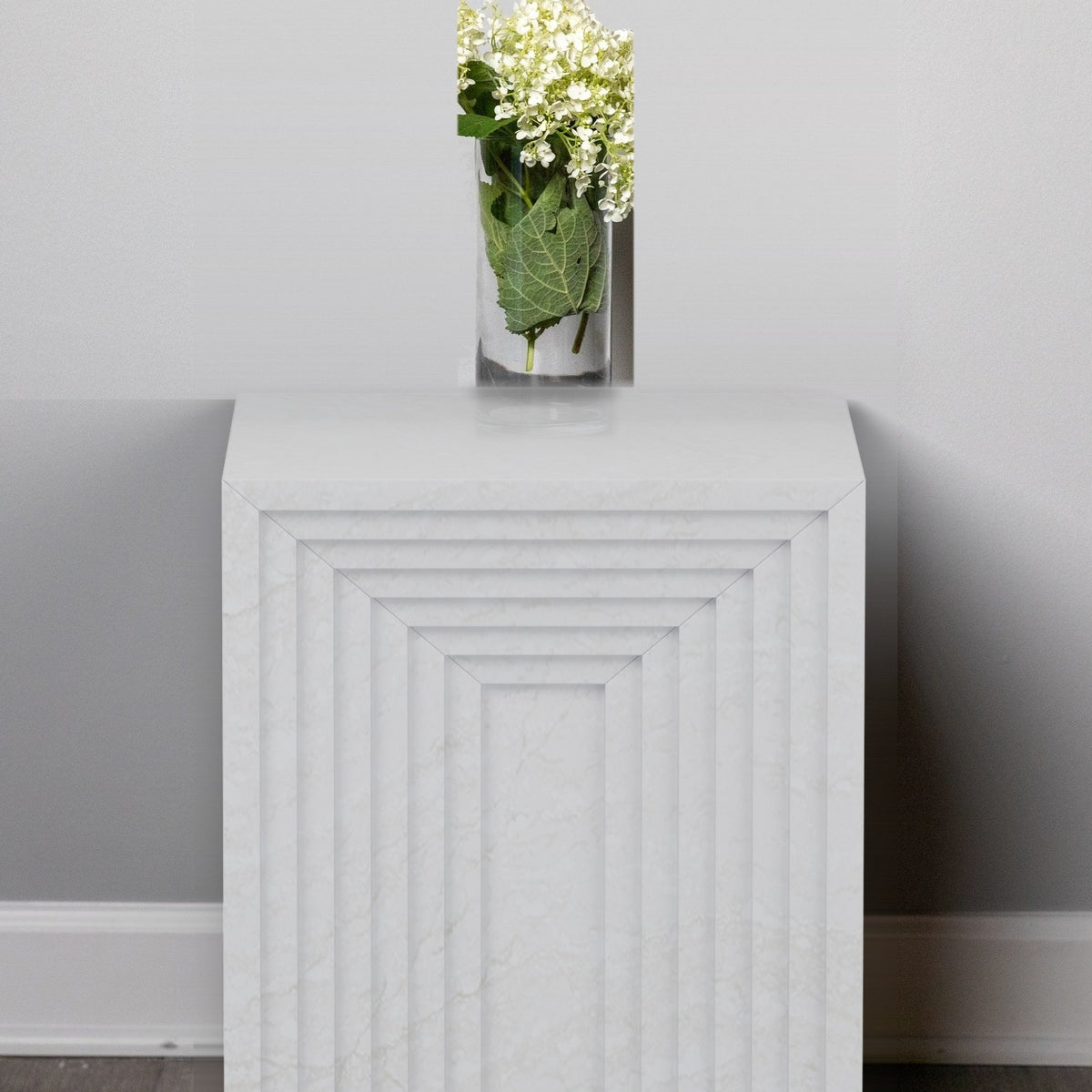 Quartz layered side table in Ironsbridge | Third Coast Stone