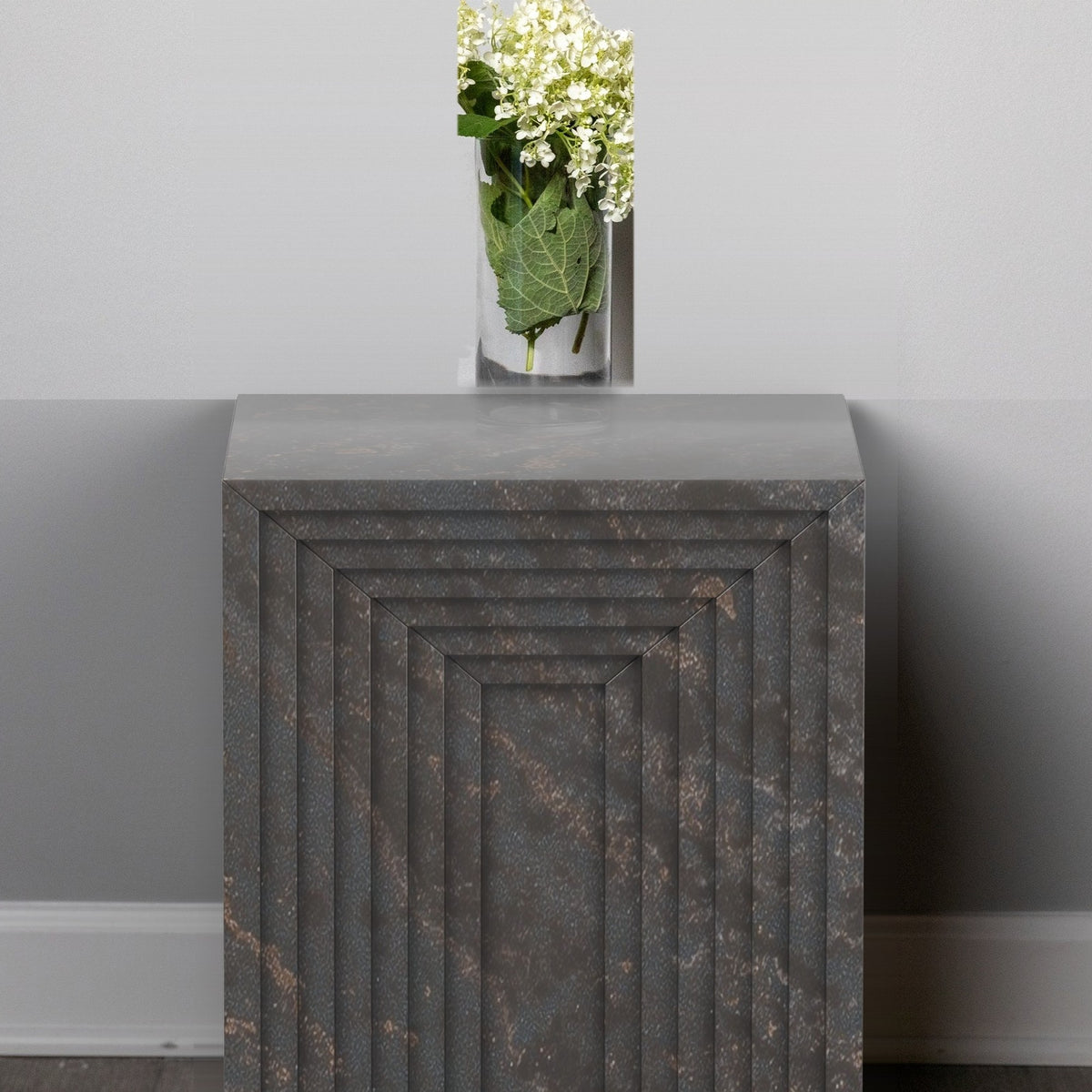 Quartz layered side table in Remington Brass Satin | Third Coast Stone