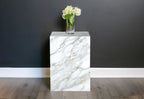 Stone plinth side table in Calacatta Gold | Third Coast Stone