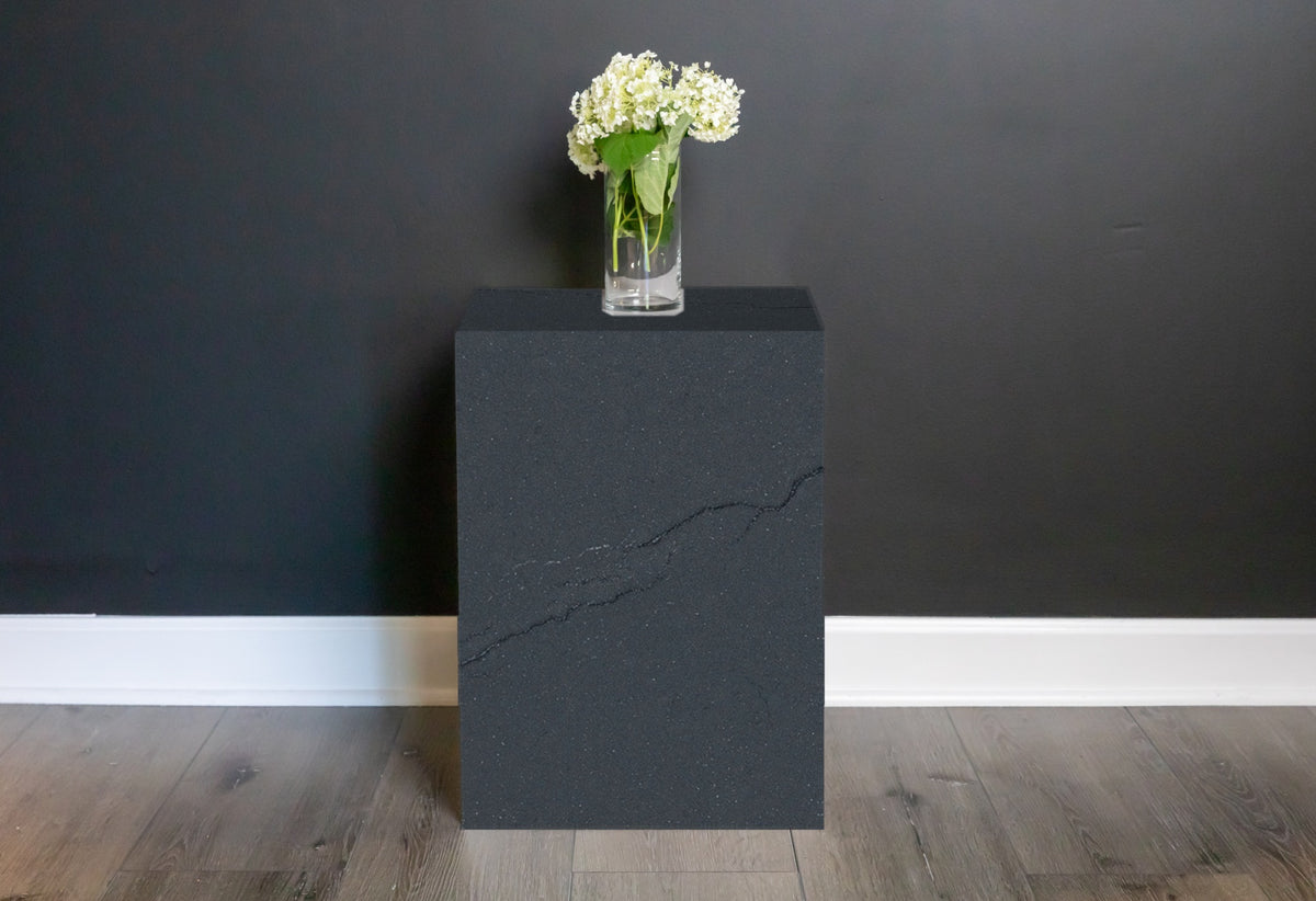 Stone plinth side table in Inverness Stonestreet Satin | Third Coast Stone