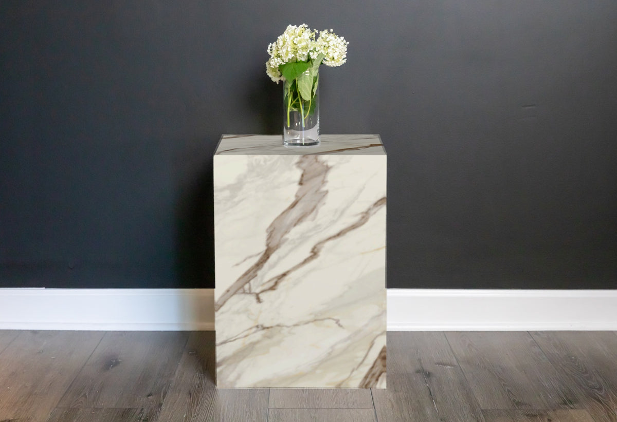 Stone plinth side table in Macchia Vecchia | Third Coast Stone