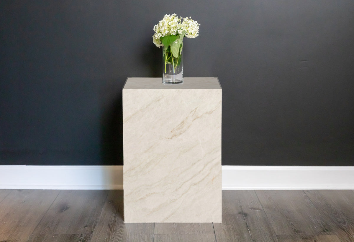 Neolith plinth side table in Taj Mahal | Third Coast Stone